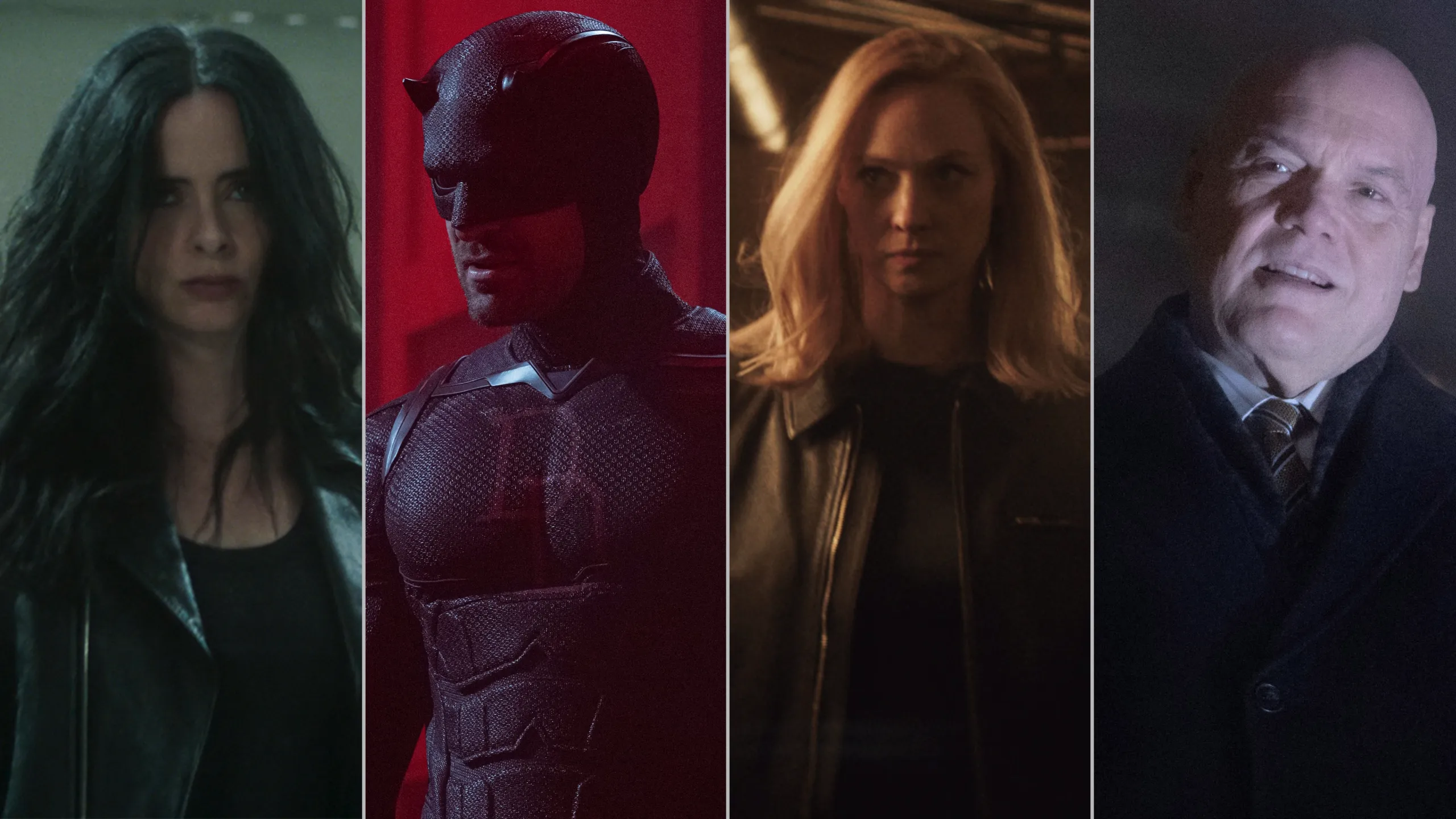 The provided image features key characters from the upcoming Marvel series Daredevil: Born Again Season 2