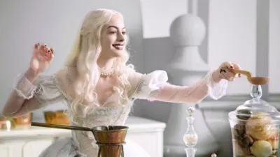 Anne Hathaway as the White Queen in Alice in Wonderland.
