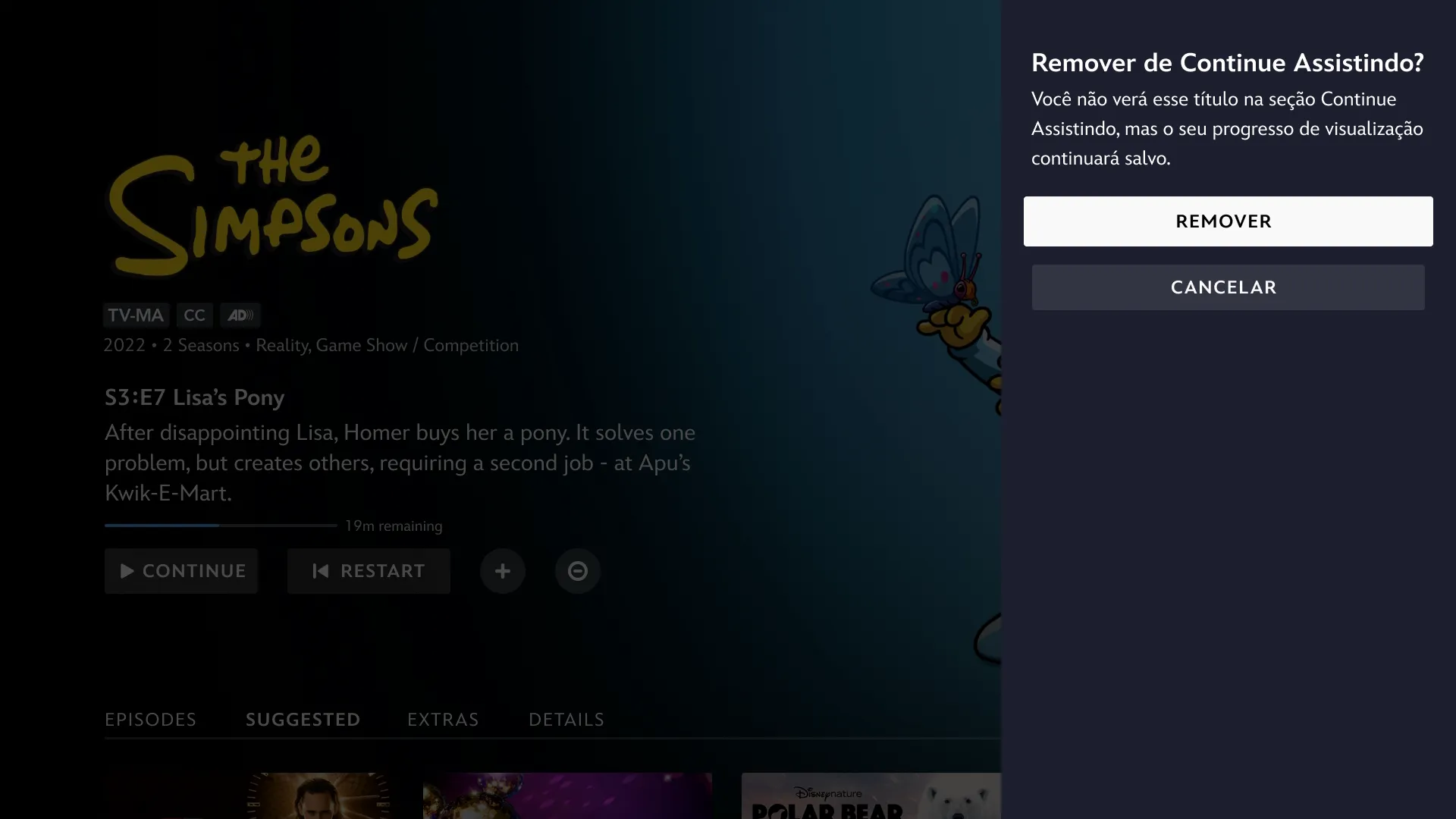 Remover de Continue Assistindo