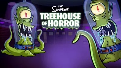 Kang and Kodos appear in front of the Treehouse of Horror logo.