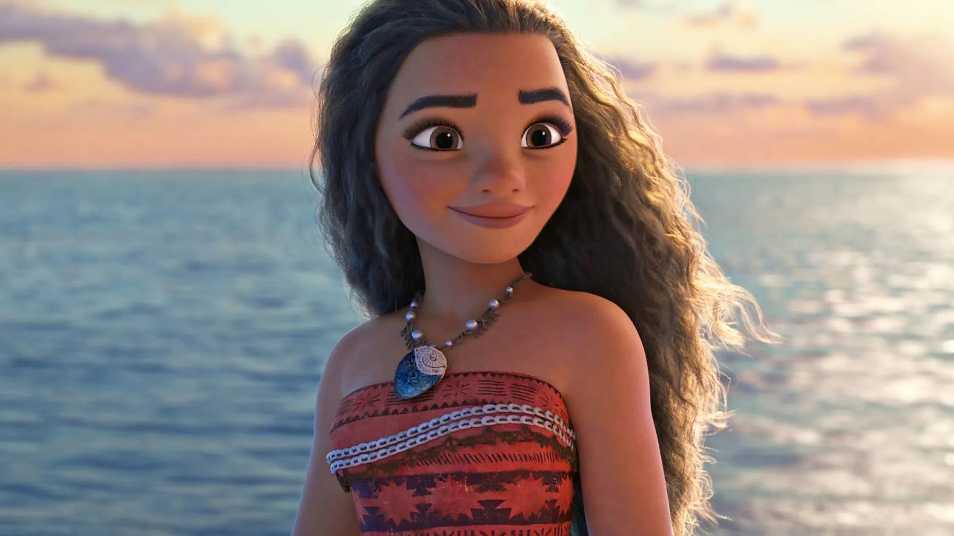 This image features the animated character Moana from Disney's 2016 film Moana. 