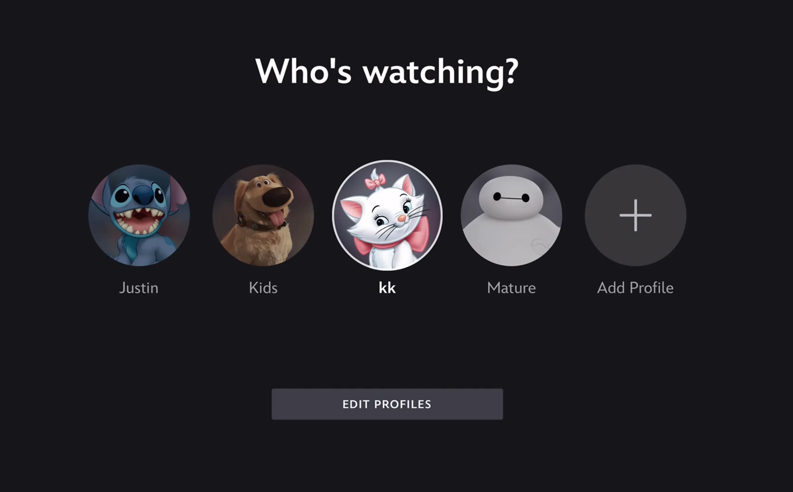 Who's Watching profile screen from Disney+