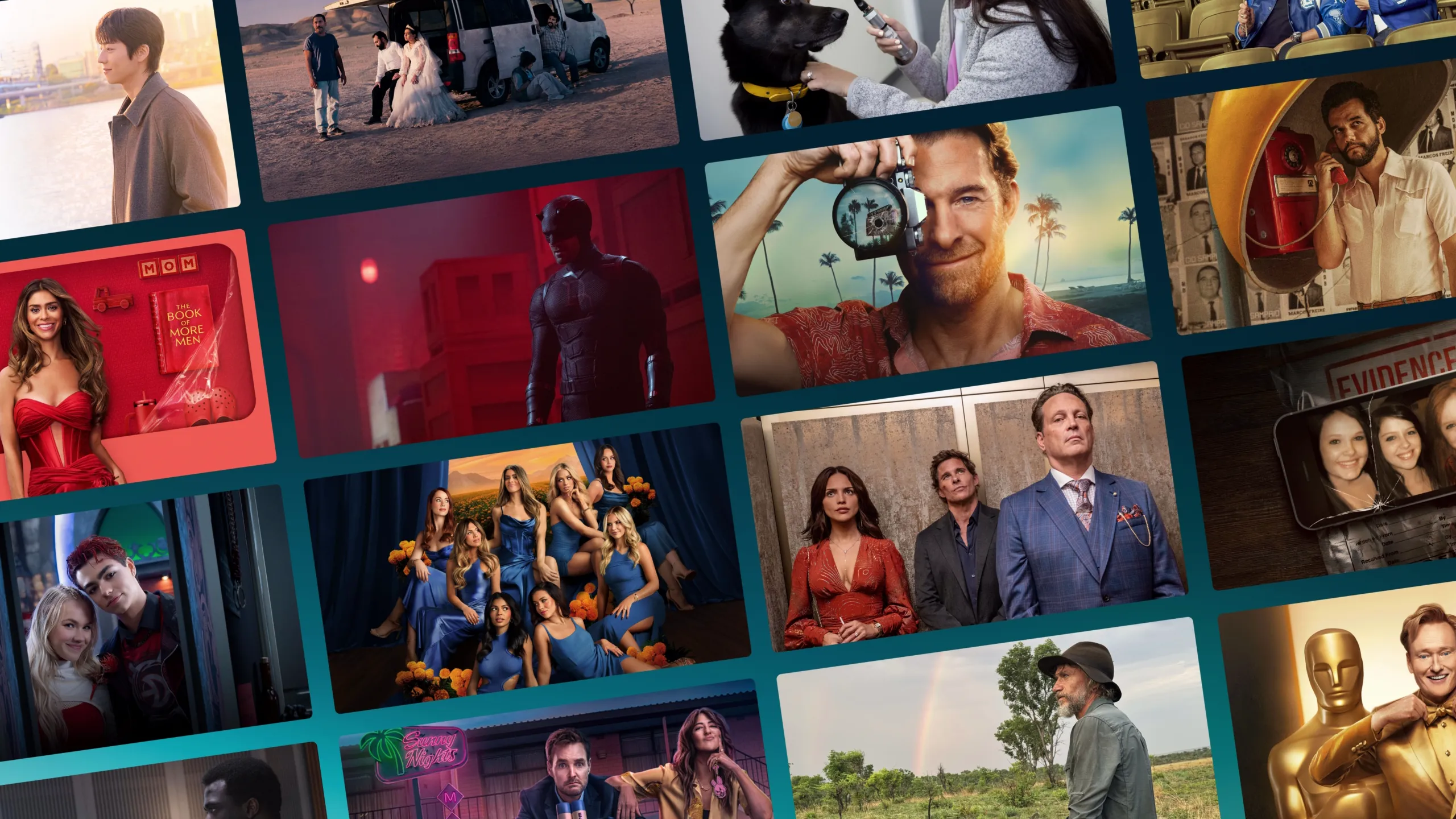 Collage showcasing titles arriving on Disney+ in March 2026 including Daredevil: Born Again S2, RJ Decker, SLOMW S4, The Bachelorette, and more.