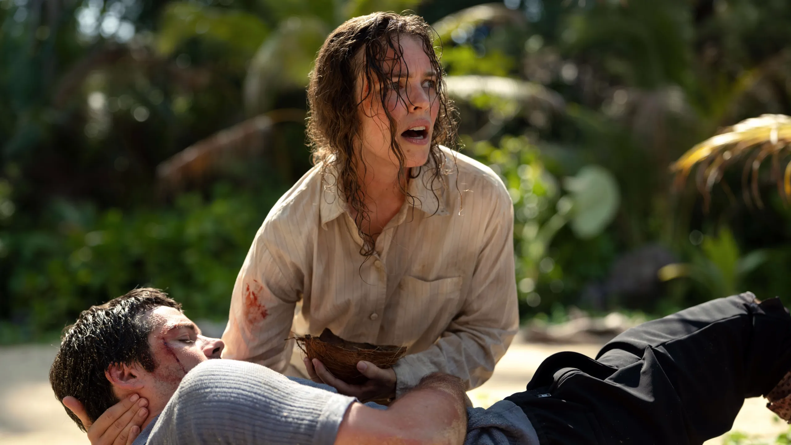 This image is a still from the upcoming survival horror film Send Help, directed by Sam Raimi and starring Rachel McAdams and Dylan O'Brien. Coming to theaters January 30, 2026.