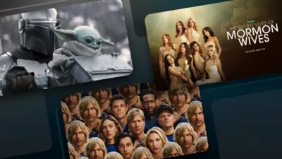 This image shows a collection of original promotional tiles for various popular streaming shows and movies available across Disney+.