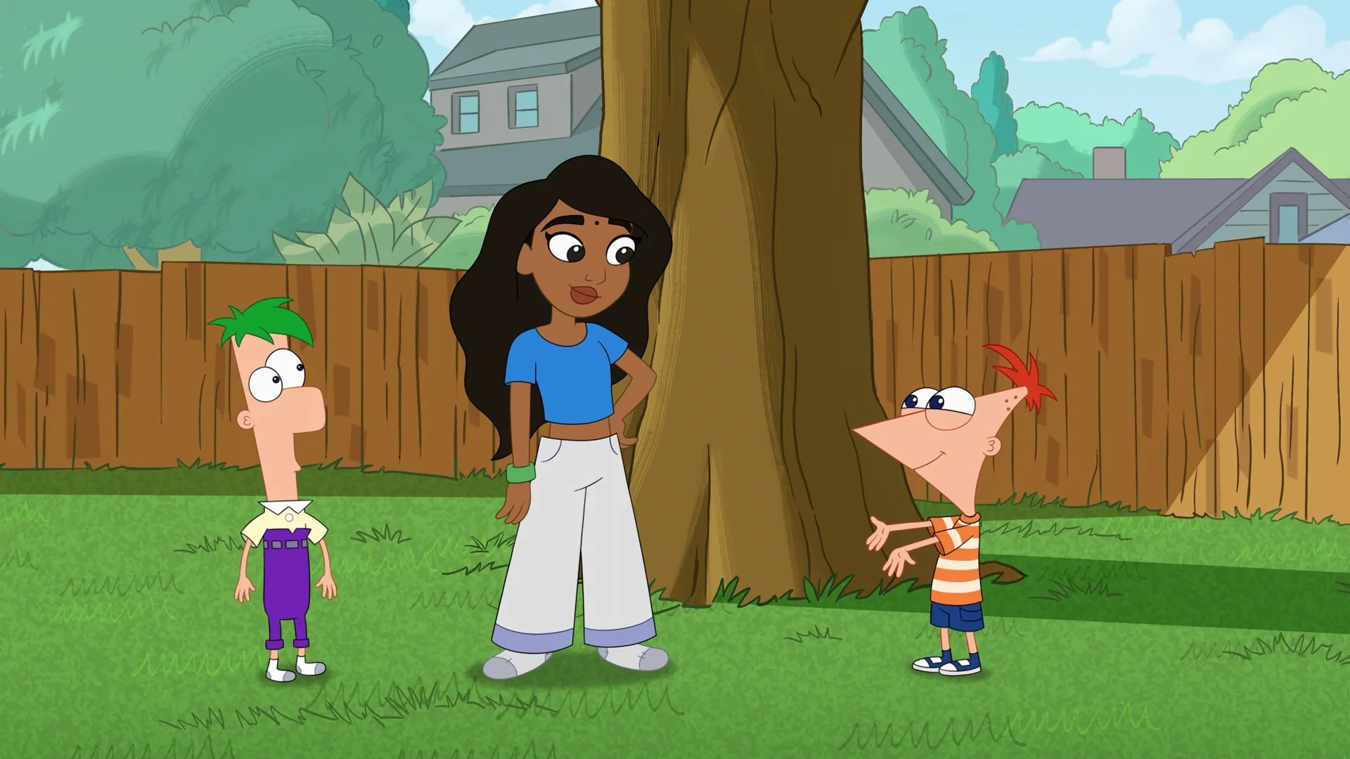 This image is from the Disney short-form series Cartoonified! With Phineas and Ferb, featuring actress Avantika Vandanapu as a cartoon version of herself. 