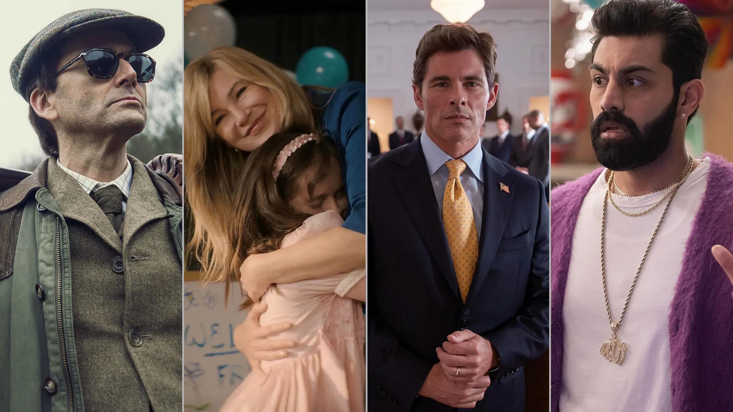 Central play icon with images from series featured in the article including The Handmaid’s Tale, Paradise and Rivals.