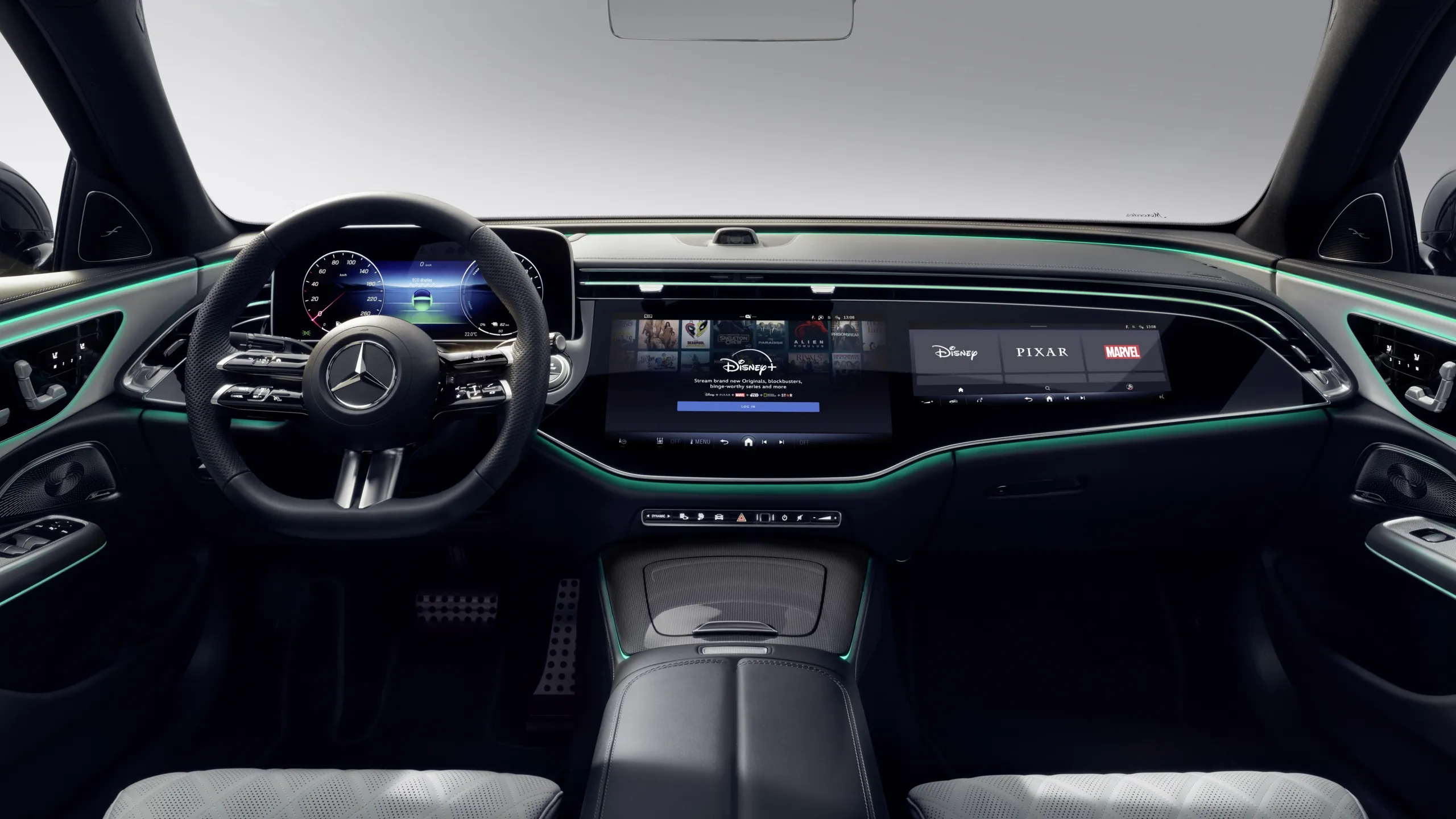 A car dashboard using Disney+