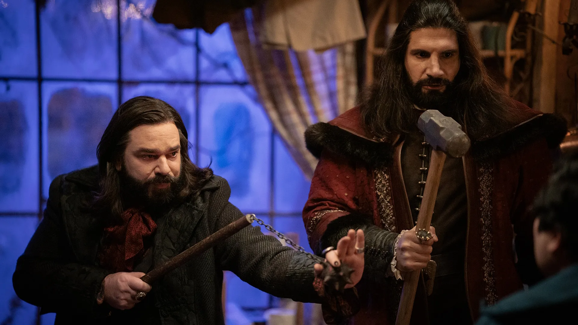 Laszlo (Matt Berry) and Nandor (Kayvan Novak) in What We Do in the Shadows.