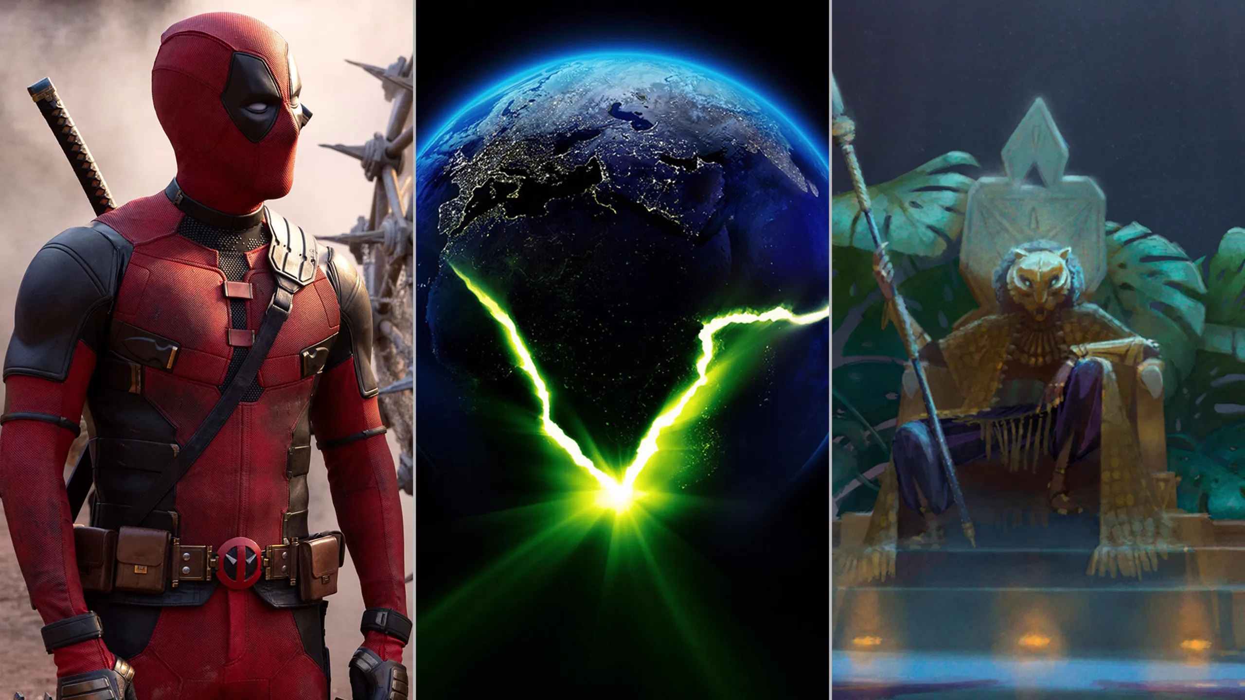 Hero imagery advertising three of the top titles for Disney+. 