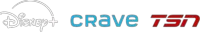 Disney+, Crave, and TSN logos