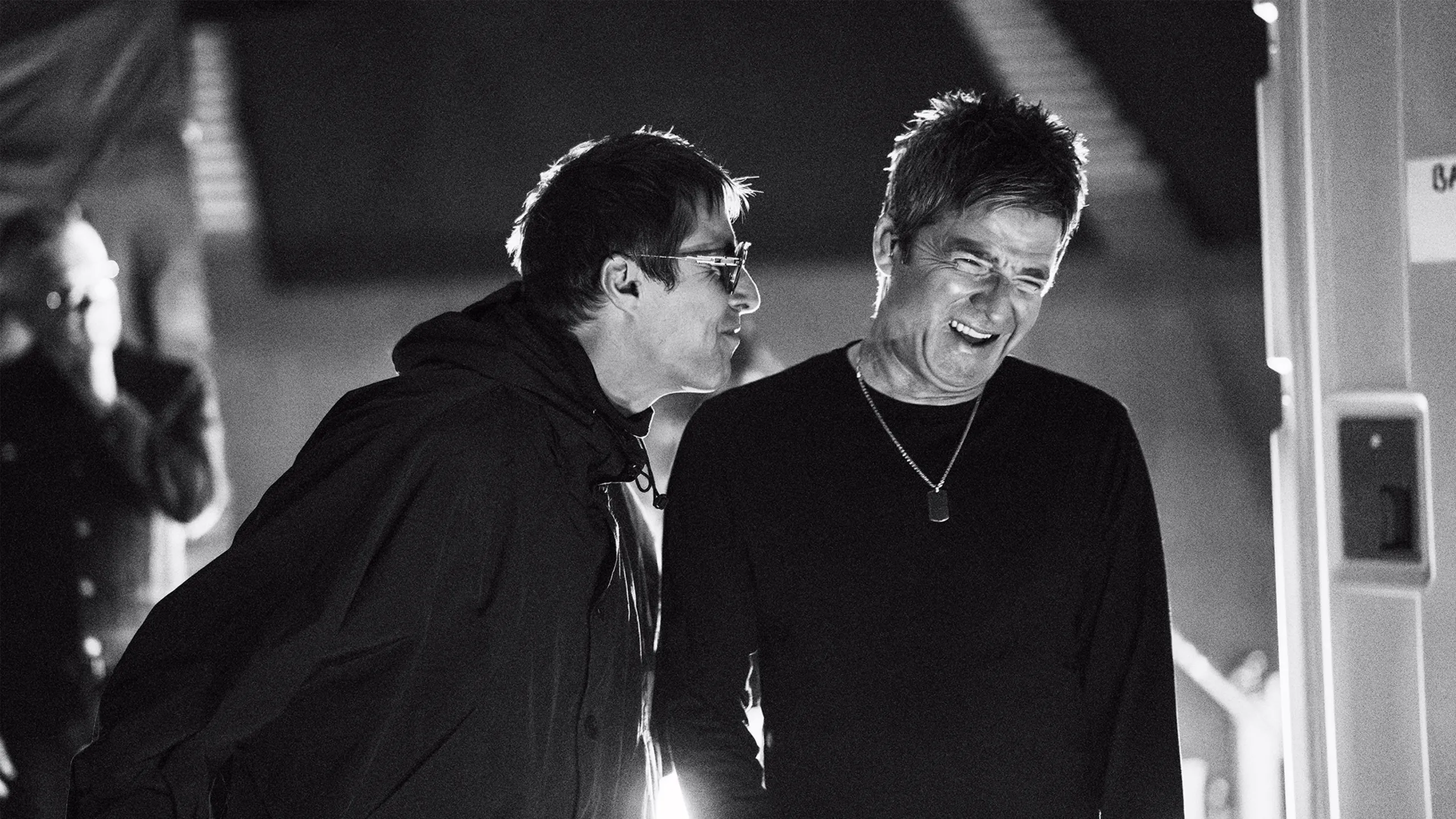 Liam Gallagher and Noel Gallagher backstage during the Oasis Live '25 reunion tour featured in Oasis: Don't Look Back In Anger.