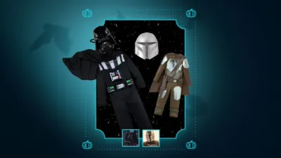 Disney Store Halloween Costumes | Elsa, Spider-Man, The Mandalorian, and Snow White.