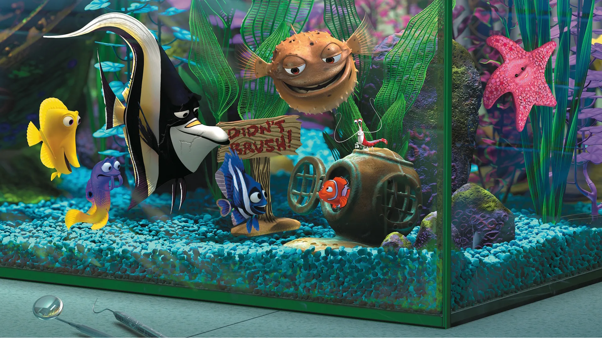 The "Tank Gang" in Disney and Pixar's Finding Nemo