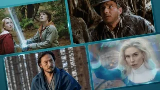 A collage of pictures from Bridge to Terabithia, Indiana Jones™ and the Raiders of the Lost Ark, Tornado, and Marvel Studios' The Fantastic Four: First Steps