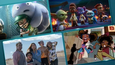 Collage showing Children's & Family Emmy® nominated titles such as Young Jedi Adventures, Win or Lose, and Marvel's Moon Girl and Devil Dinosaur. 