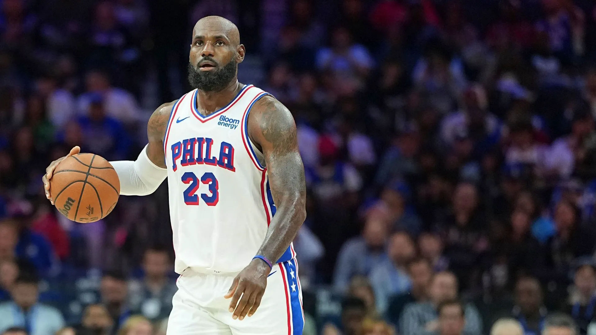 LeBron James #23 of the Philadelphia 76ers