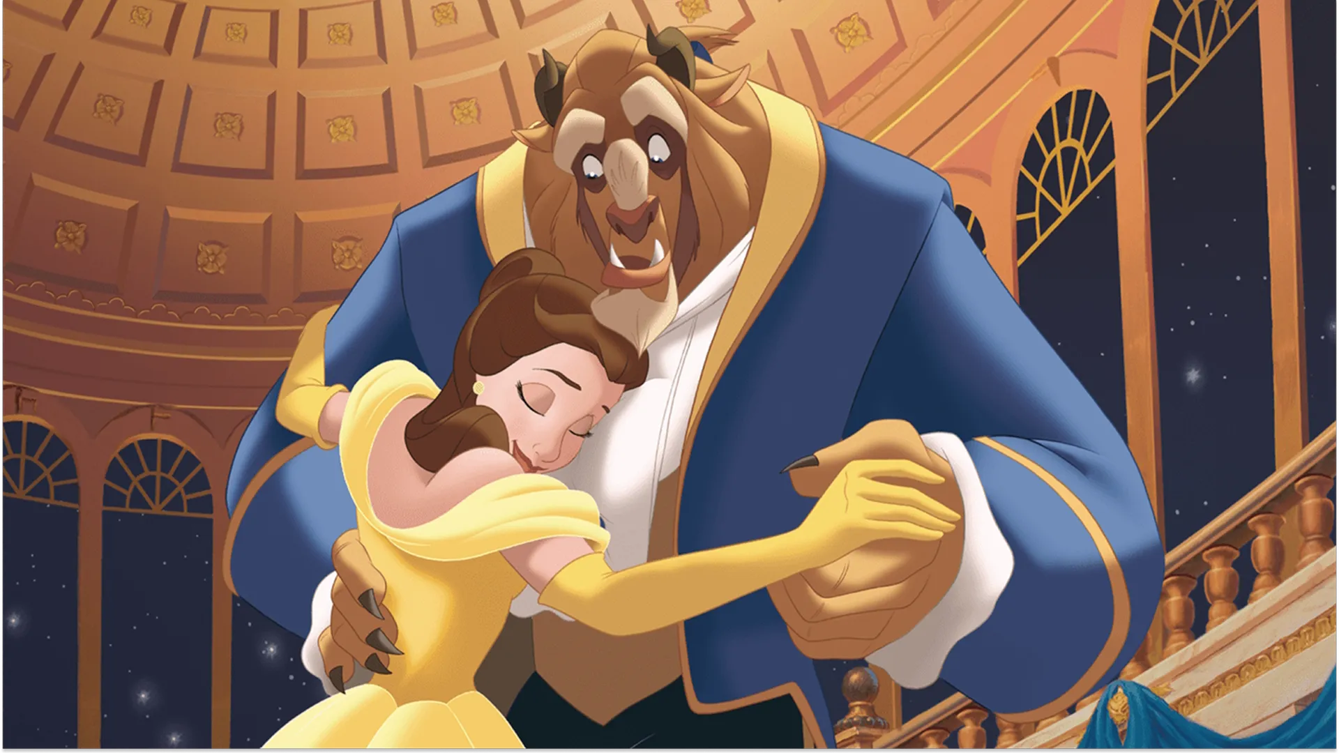 Belle and Beast dance in Beauty and the Beast (1991)