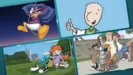 This image displays a collection of beloved characters from 1990s animated television series.
