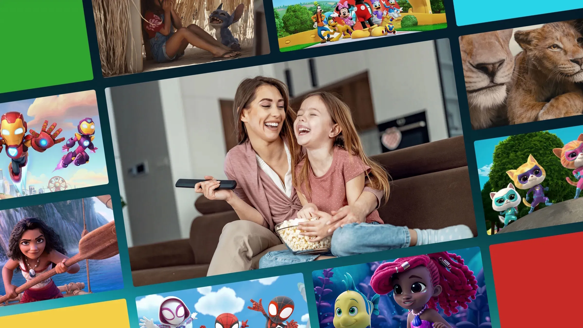 Collage of images from the show surrounding a mother and daughter laughing happily.