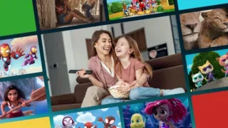 Collage of images from the show surrounding a mother and daughter laughing happily.