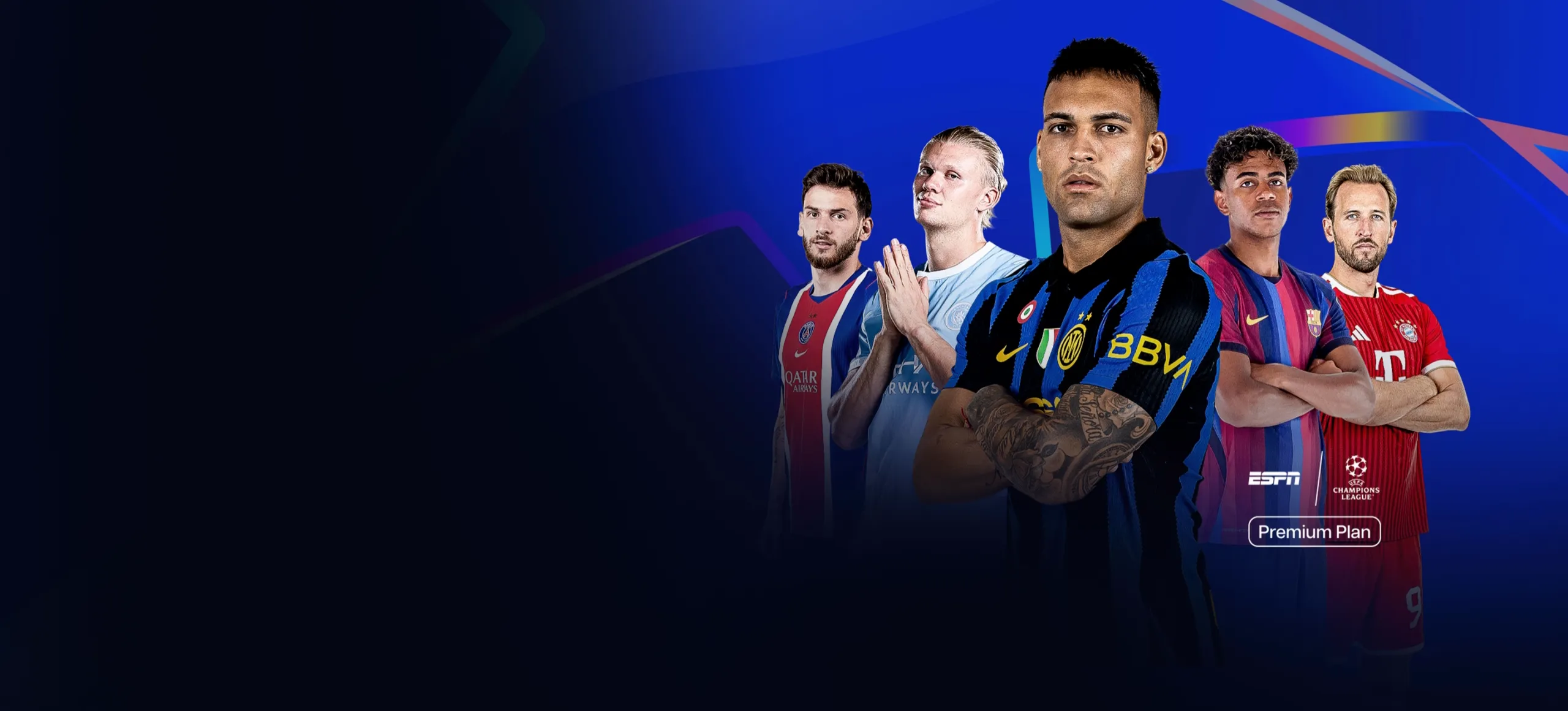 UEFA Champions League artwork featuring football players from top European clubs.