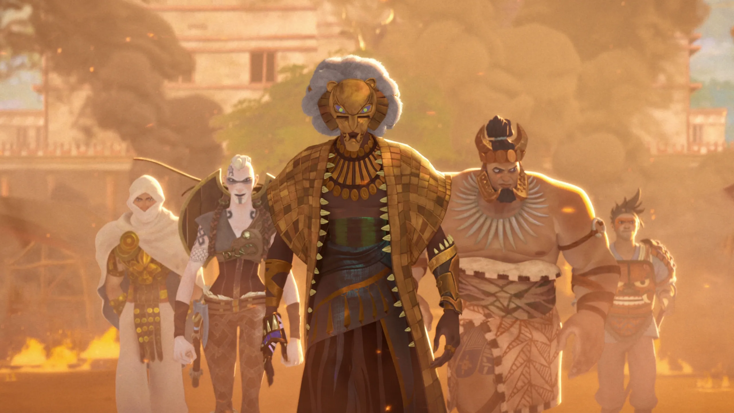 (Center): The Lion (voiced by Cress Williams) in Marvel Studios Television's Eyes of Wakanda