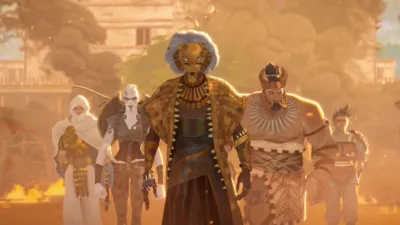 (Center): The Lion (voiced by Cress Williams) in Marvel Studios Television's Eyes of Wakanda