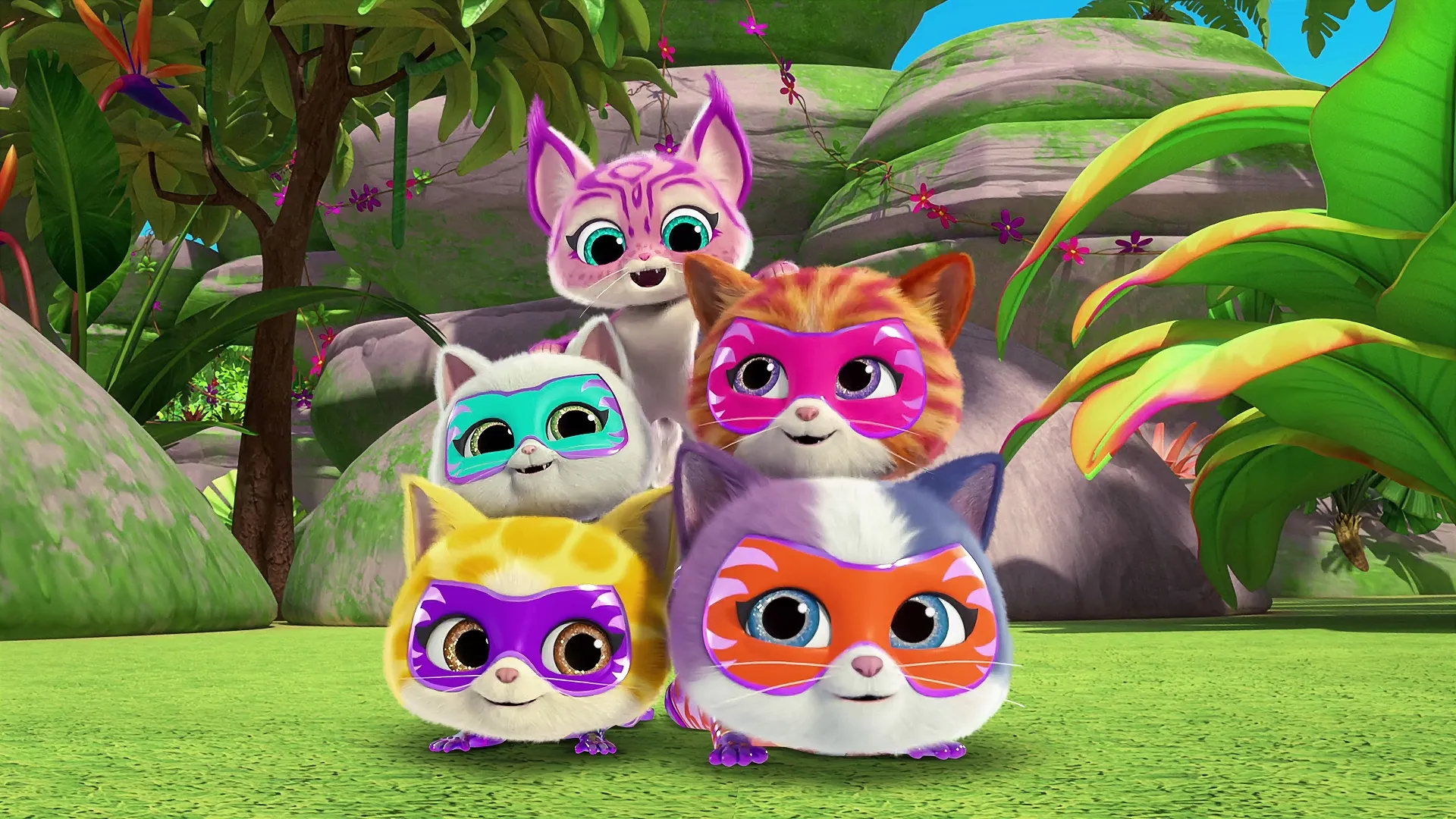Ginny, Sparks, Buddy, Bitsy and Willa in SuperKitties