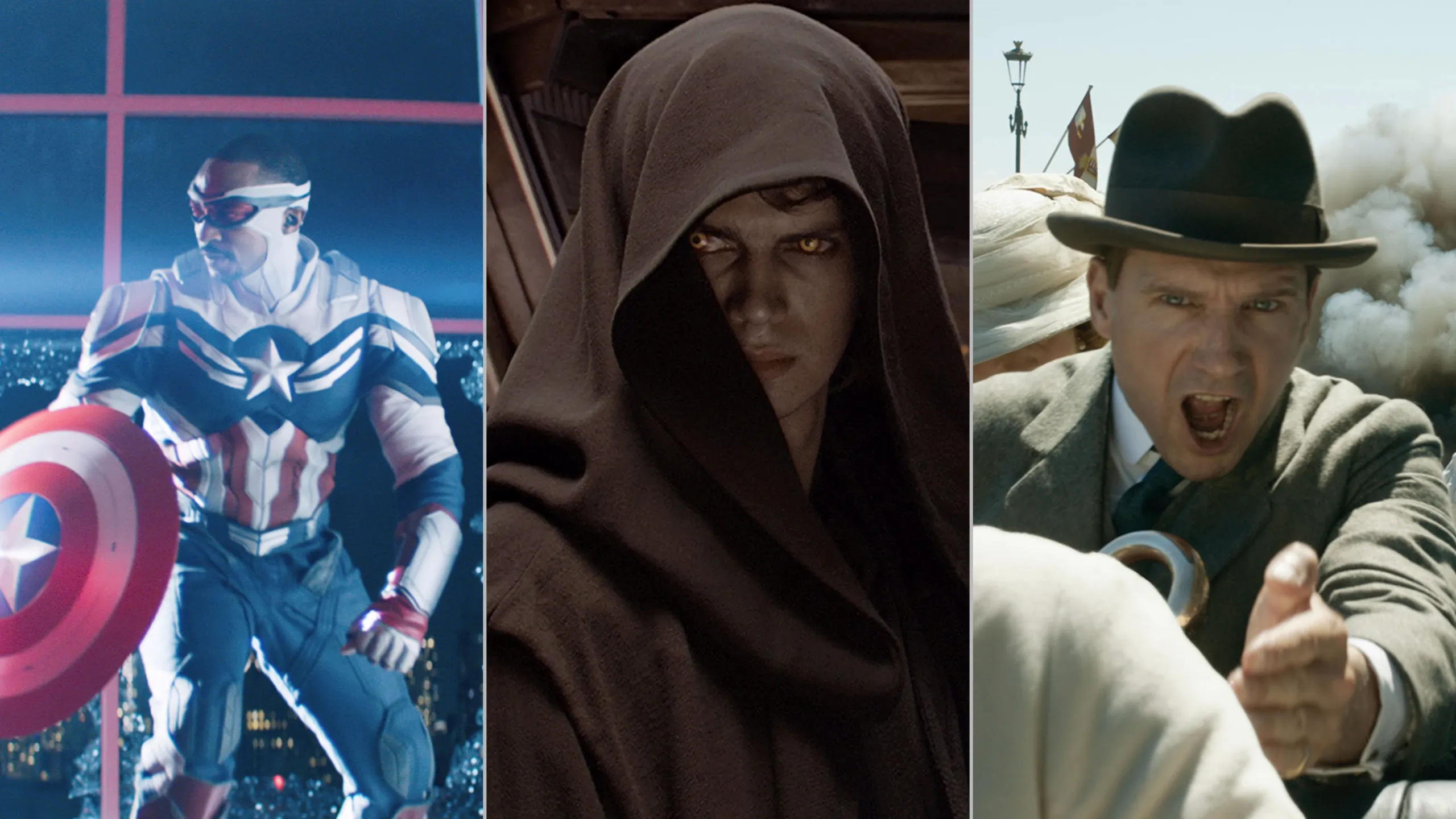 Images from titles (The Falcon and the Winter Soldier, Revenge of the Sith and The King’s Man) which feature in the article.