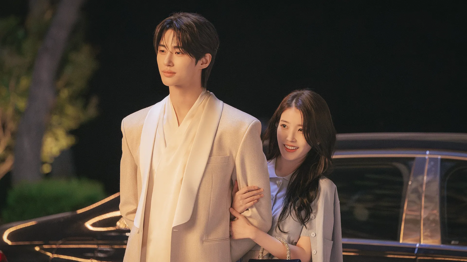 This image features actors Byeon Woo-seok and IU from the upcoming MBC drama "Perfect Crown". Perfect Crown, Disney+, Hulu