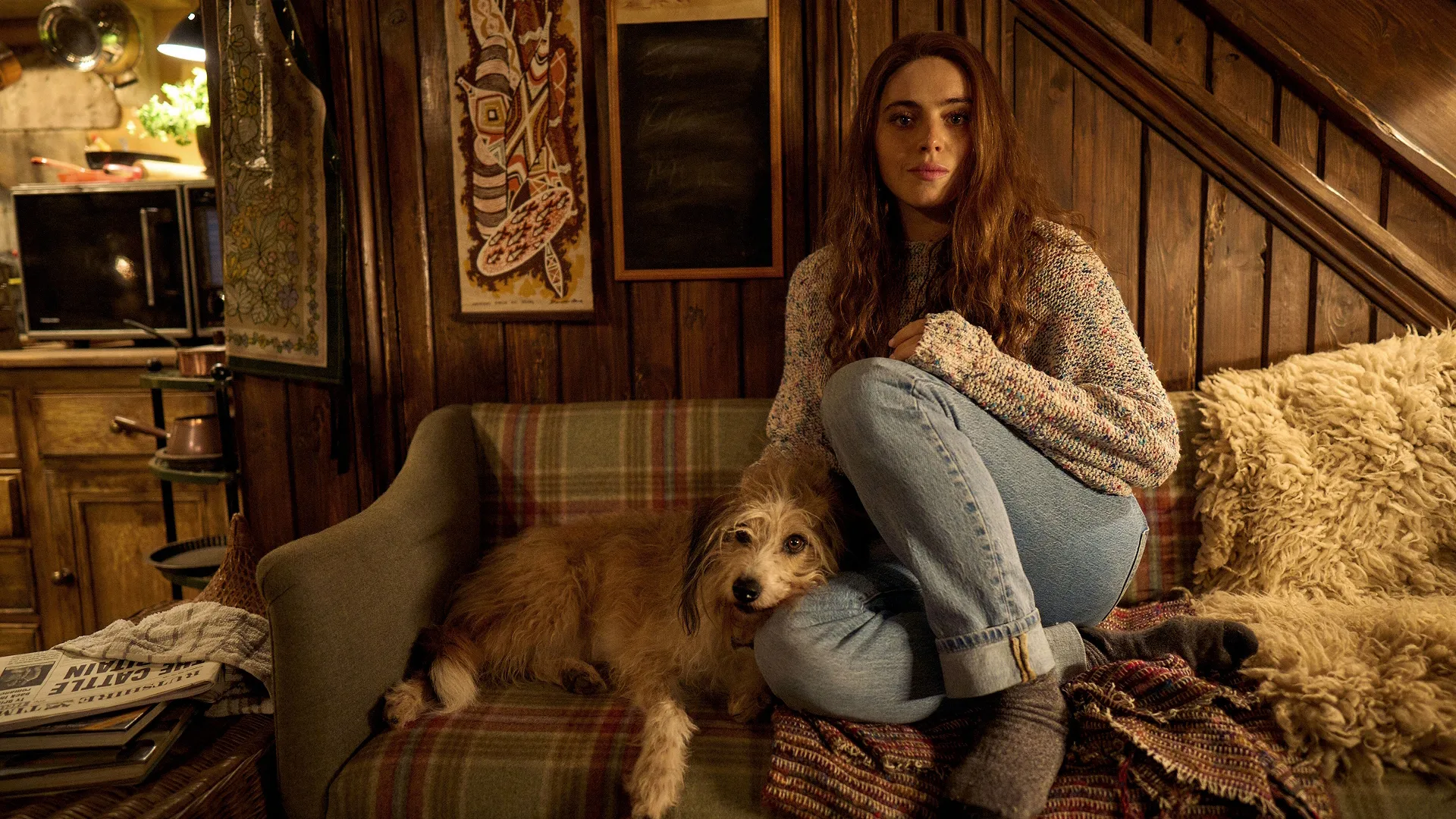 This image features Bella Maclean in her breakout role as Taggie O'Hara in the Disney+ series Rivals.
