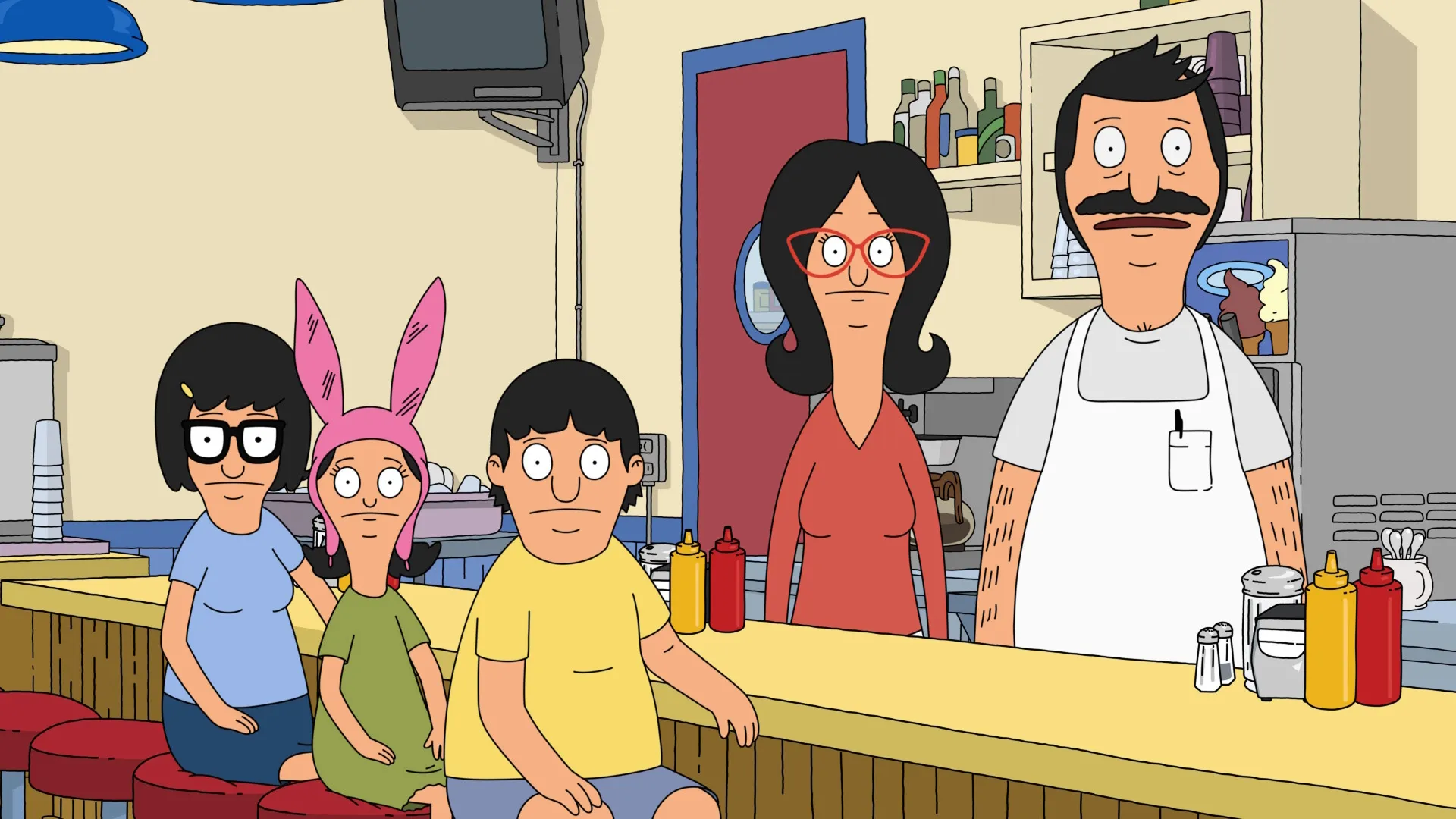 The Belcher Family in the family restaurant.