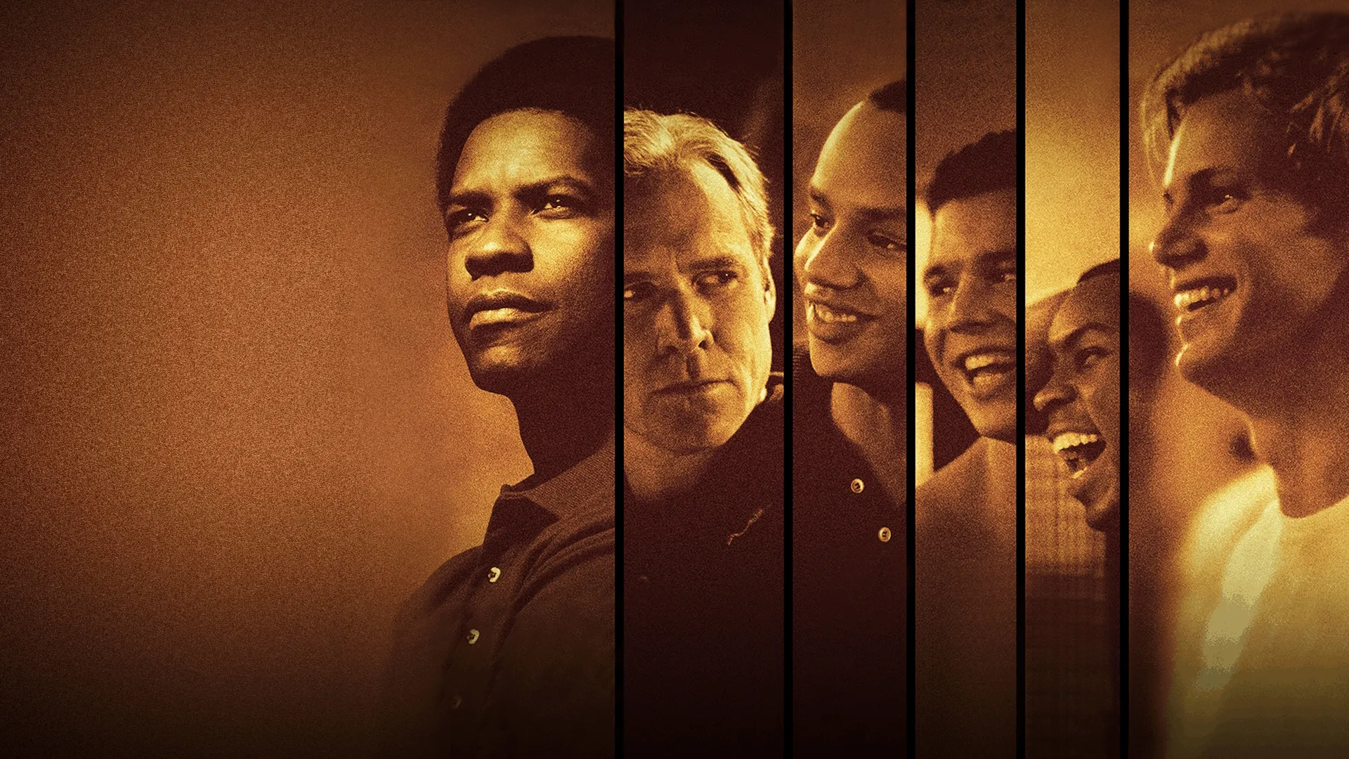 An image featuring a series of vertical panels that showcase portraits of several men looking in different directions, all cast in a warm, sepia-toned light.