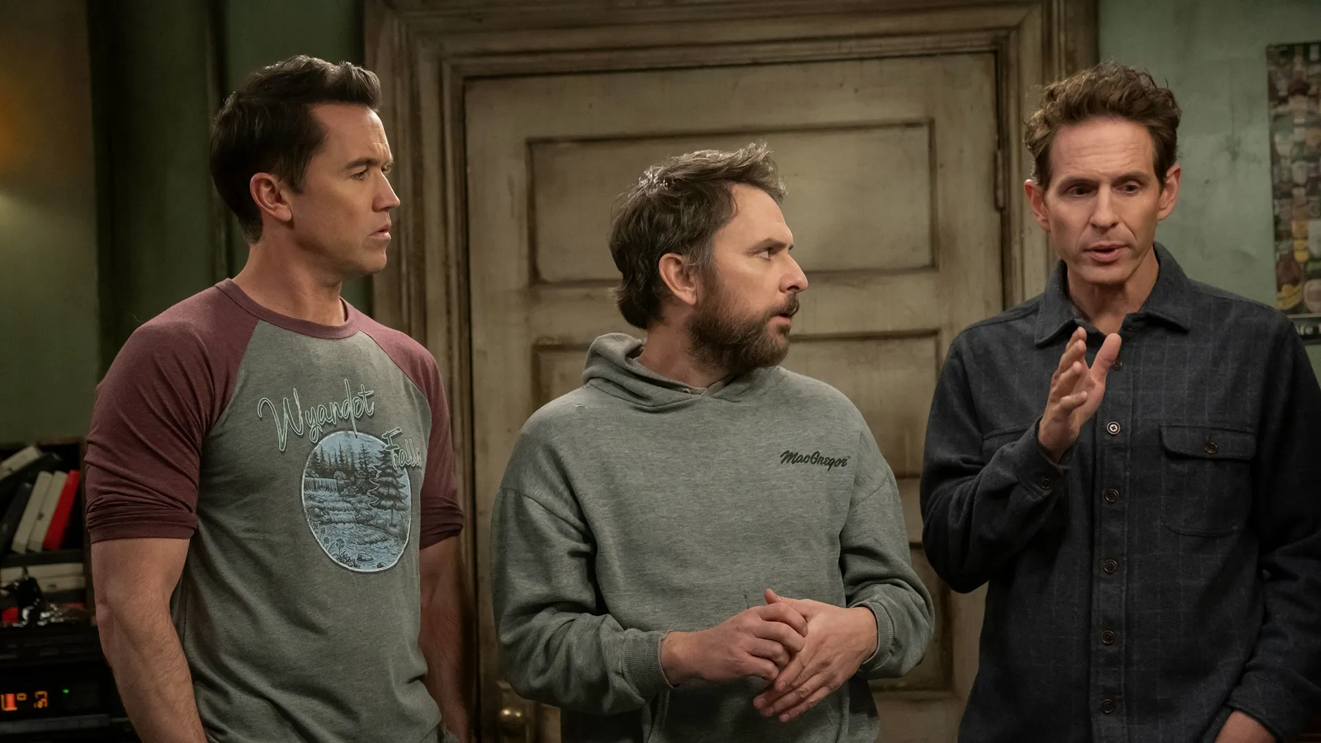 Dennis, Mac, and Charlie from FX's It's Always Sunny In Philadelphia