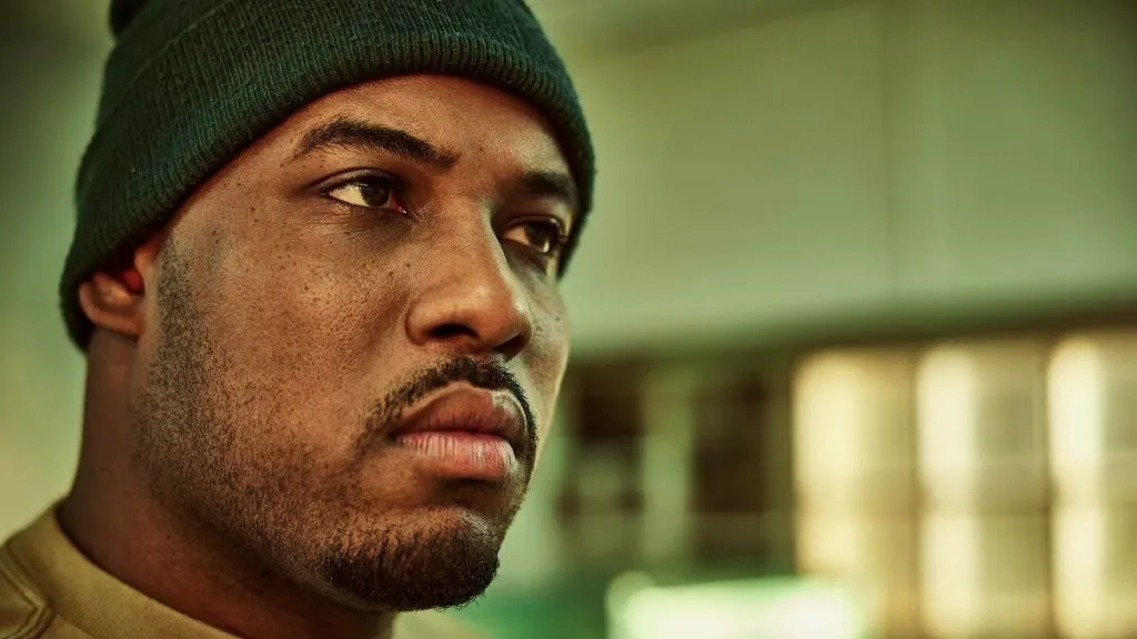 A still of Lionel Boyce as Marcus in the FX series, The Bear.