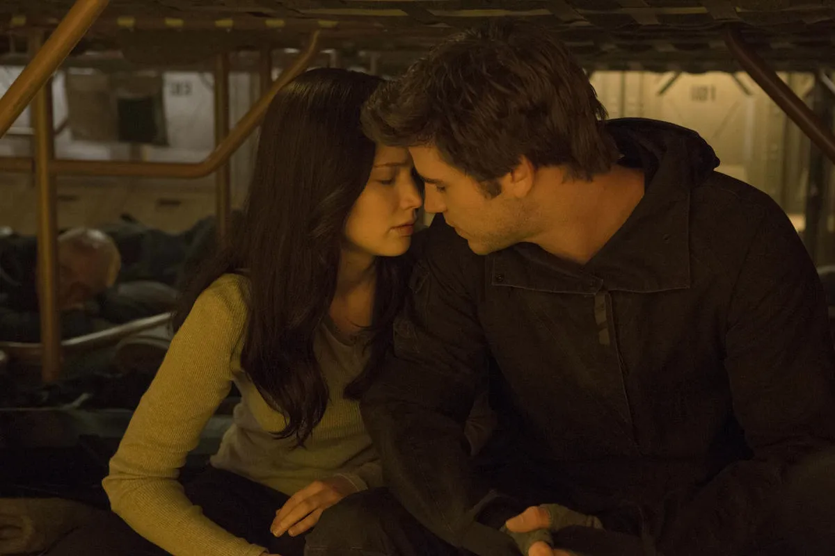 A still image of Liam Hemsworth as Gale Hawthrone in The Hunger Games saga.