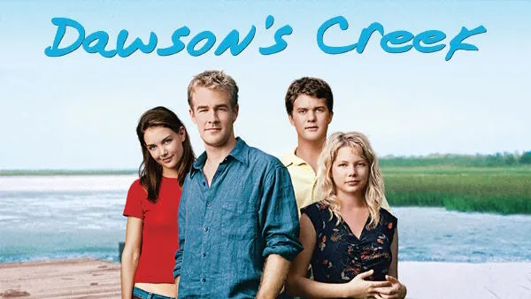 Title art for Dawson’s Creek, featuring James Van Der Beek, Katie Holmes, Joshua Jackson, and Michelle Williams.