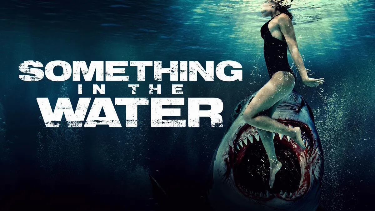 Title art for the shark thriller movie Something in the Water.