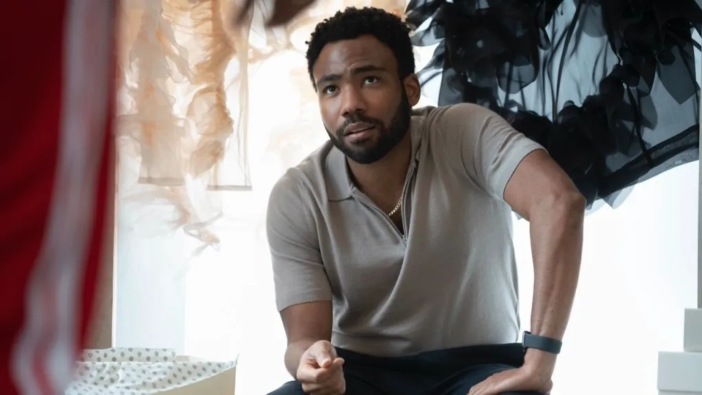 A still image of Donald Glover in the TV show, Atlanta.
