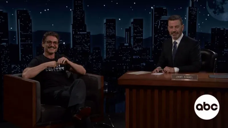 A still image of Pedro Pascal on Jimmy Kimmel Live!.
