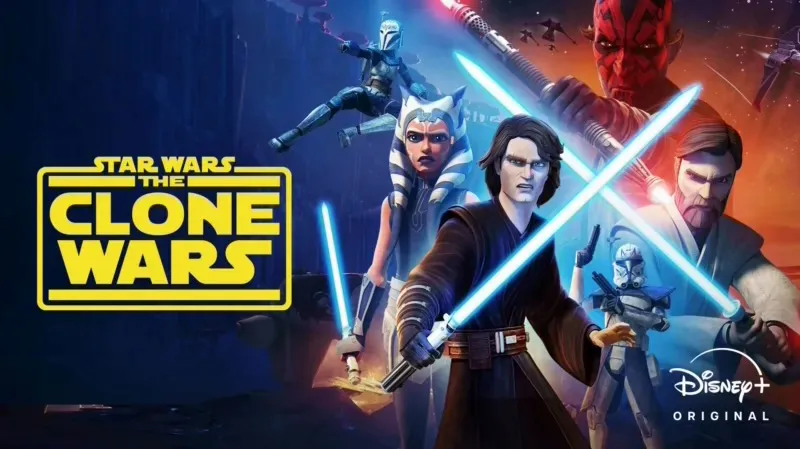 Title art for the Disney+ Original Star Wars show, The Clone Wars.