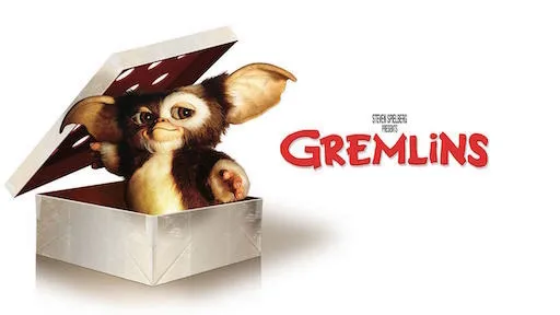 Title art for the holiday horror movie, Gremlins. 