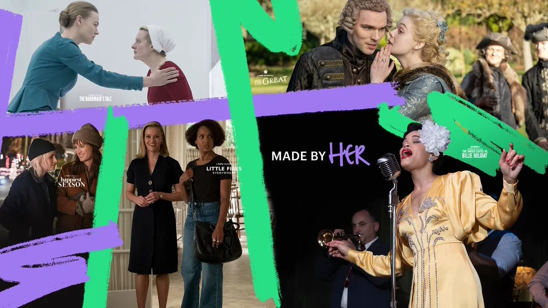 A graphic image celebrating women-made television.
