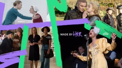 A graphic image celebrating women-made television.