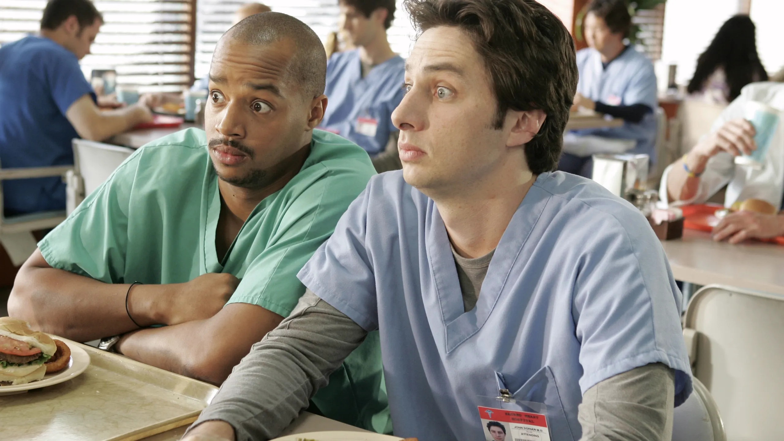 Zach Braff as J.D. and Donald Faison as Turk in the original ‘Scrubs’ series.