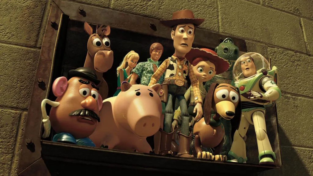 A screen grab featuring characters from Toy Story and Toy Story 3.
