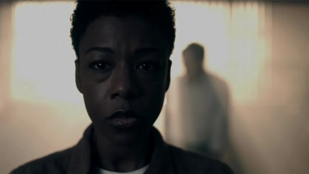 A still image of Samira Wiley as Moira Strand in The Handmaid’s Tale.