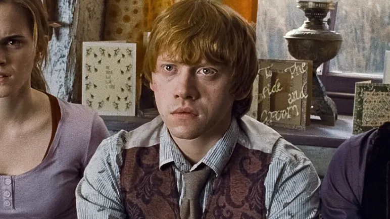 A still image of Rupert Grint as Ron Weasley.