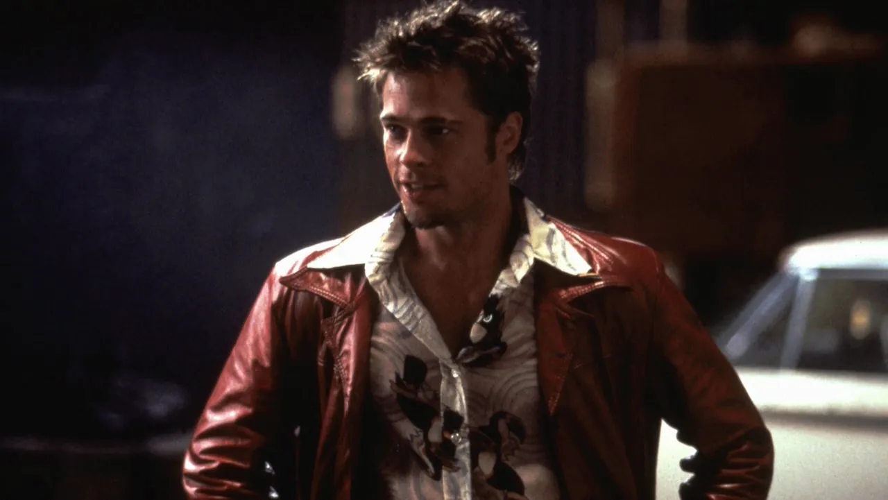 A screen image of Brad Pitt from the movie, Fight Club.